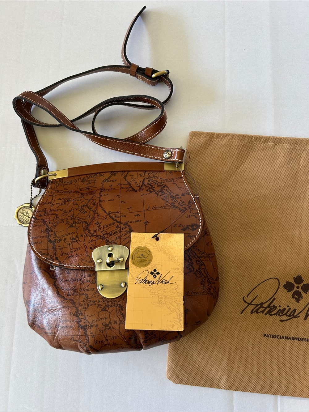 PATRICIA NASH  NEW VENETO CROSSBODY BAG RIOT RUST SIGNATURE MAP PRINT BOHO